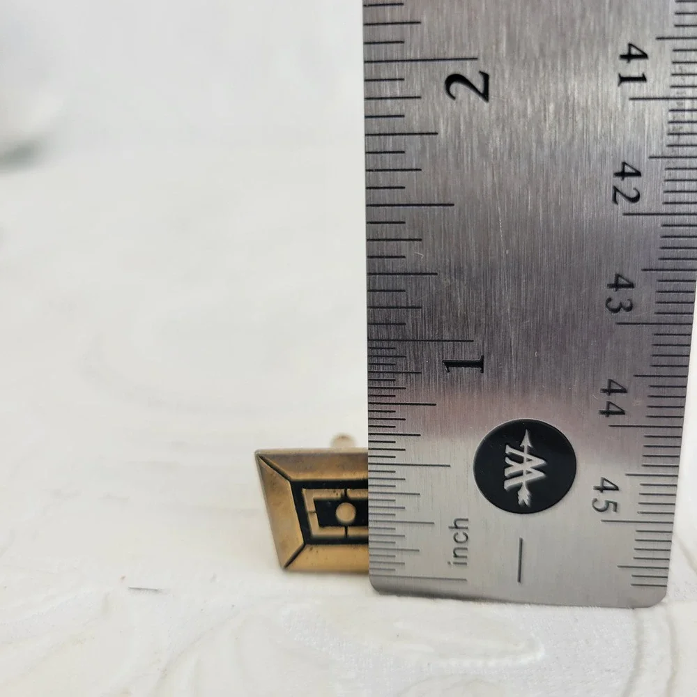 Vintage Mid Century Modern Geometric Gold Tone‎ Black Enamel Trapezoid Cufflinks